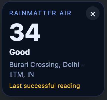 Compact AQI overlay badge on a webpage